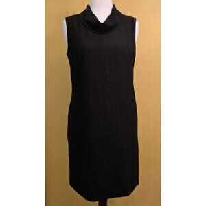 Willi Smith Dress 10 Black Sleeveless Cowl Neck Diamond Pattern Lined Midi Knee‎